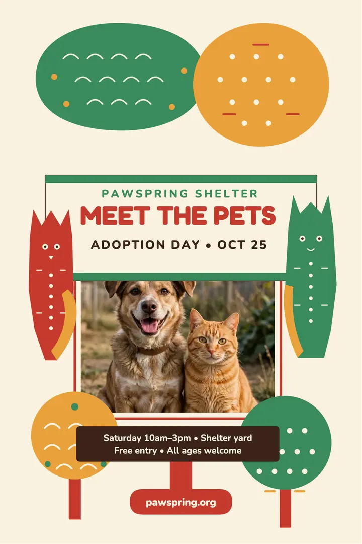 Pawspring meet the pets adoption poster template