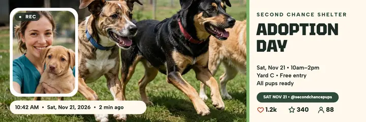 Second Chance Shelter adoption day header template