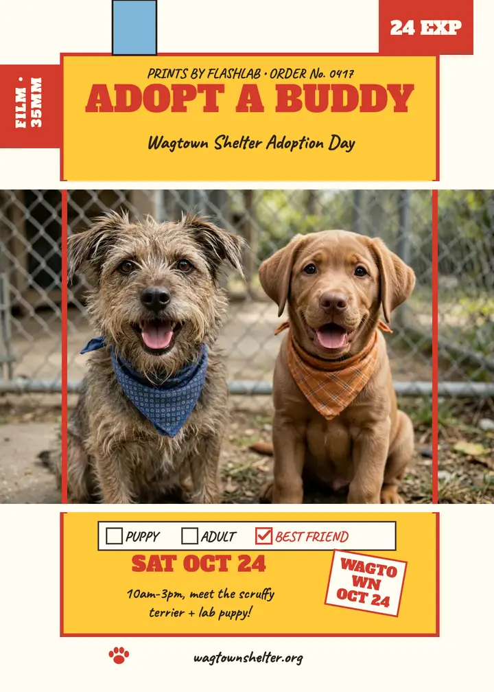 Wagtown Shelter Adoption Day lab invitation template