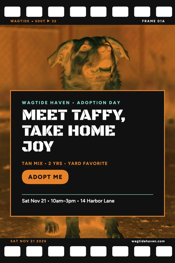 Wagtide Haven adoption day negative poster template