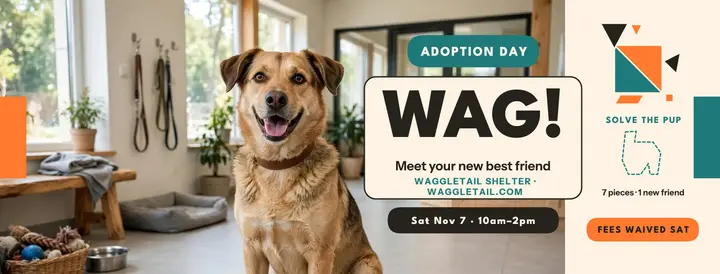 Waggletail adoption day tangram cover: adoption day cover template
