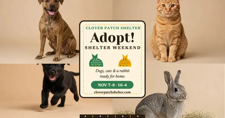 Clover Patch adoption weekend Gond post template