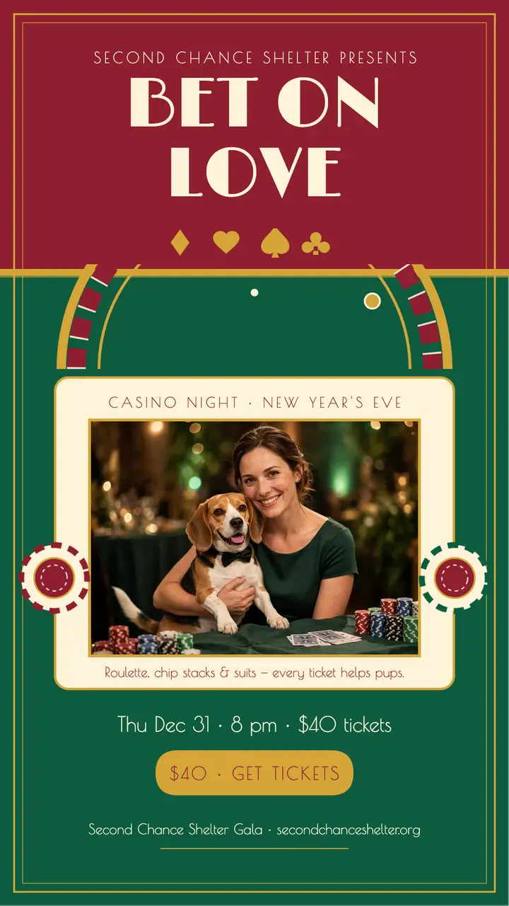 Second Chance Shelter casino gala story template