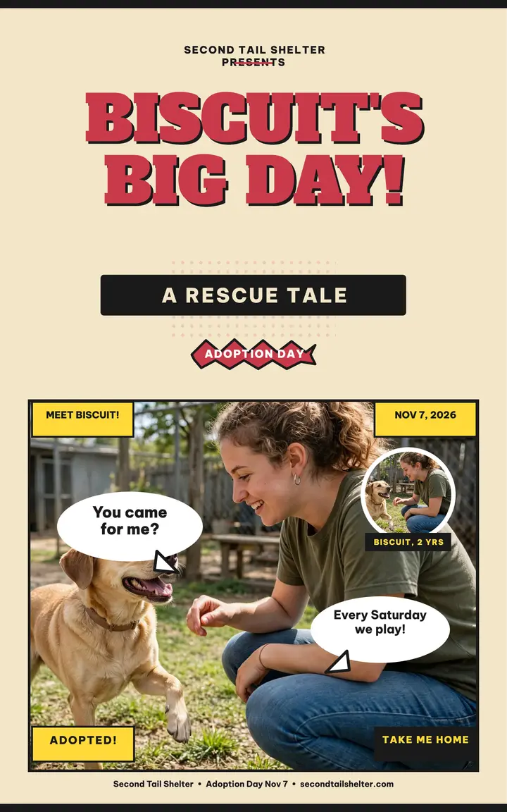 Biscuit's Big Day adoption comic: pet adoption comic cover template