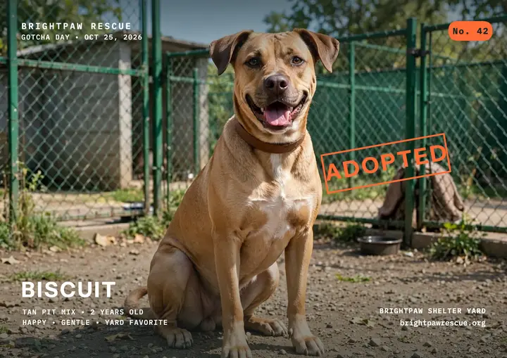 Biscuit gotcha day shelter certificate template
