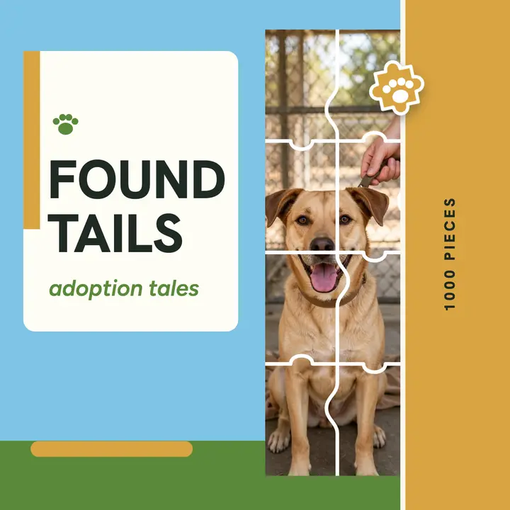 Found Tails shelter dog puzzle podcast template