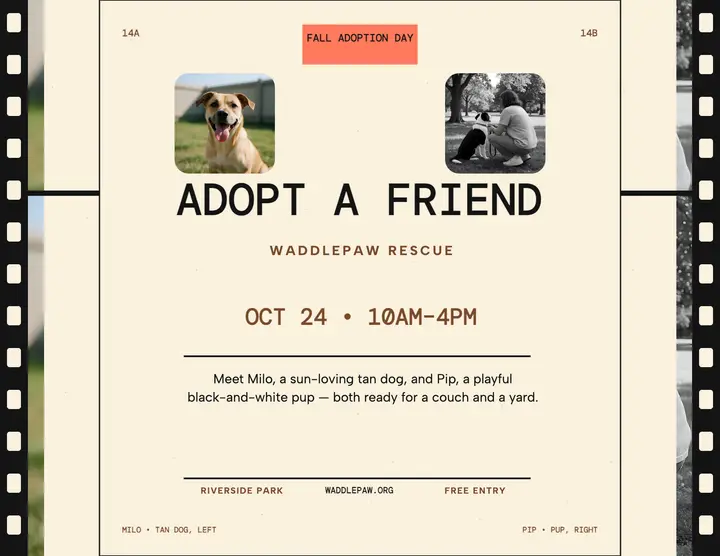 Waddlepaw fall adoption day flyer template