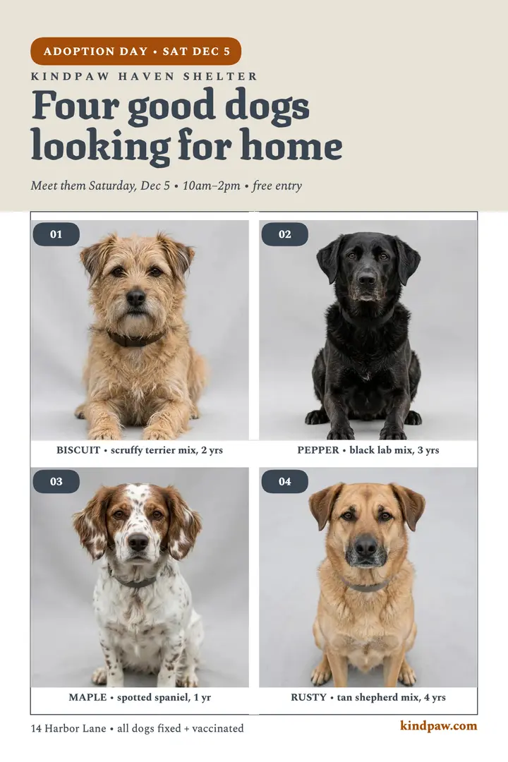 Kindpaw Haven adoption day poster template