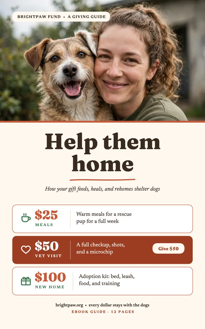 Brightpaw shelter dogs donation guide template