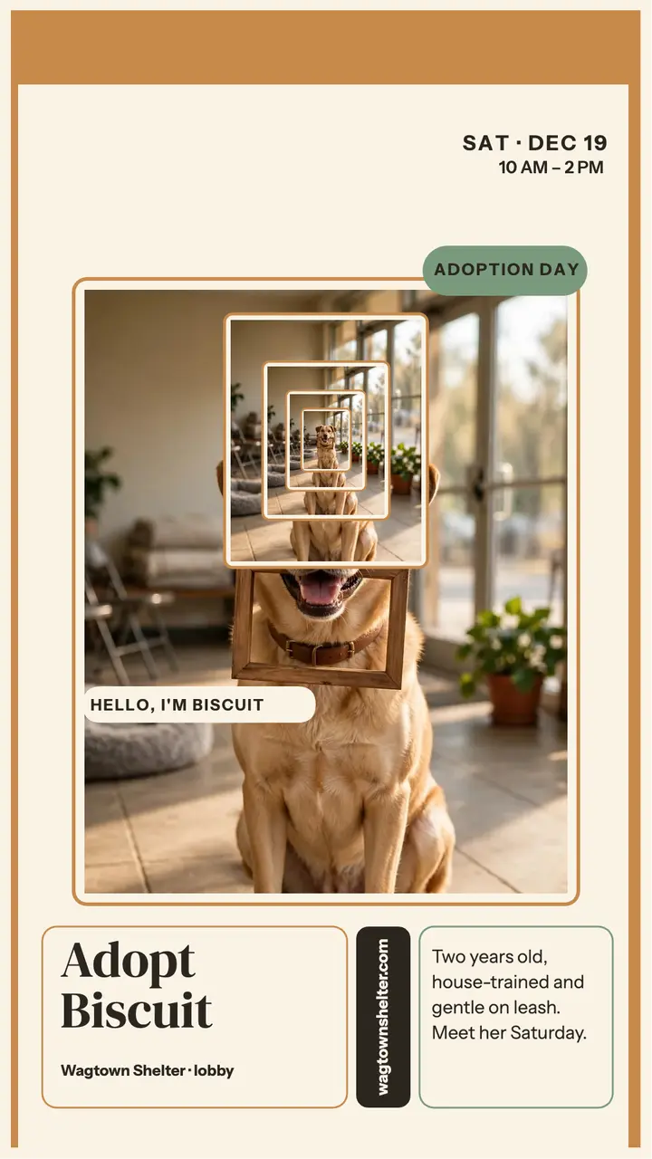 Wagtown Shelter adoption day droste story template