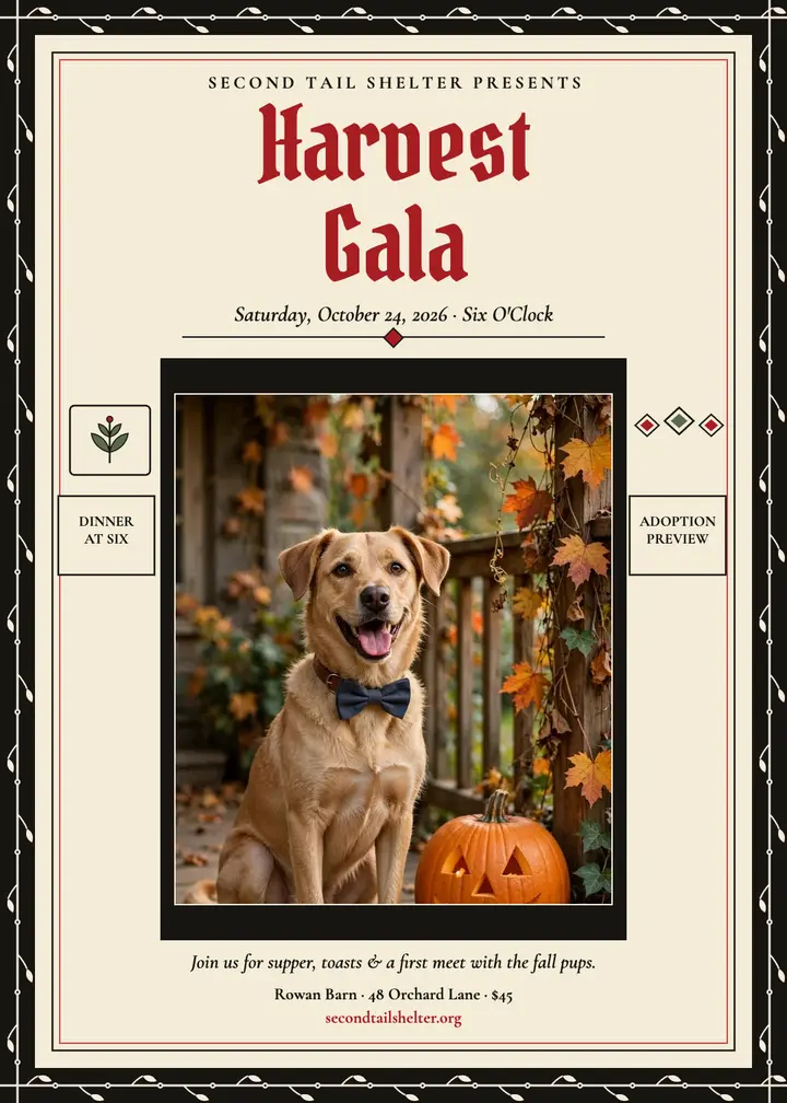 Second Tail Shelter harvest gala invitation template