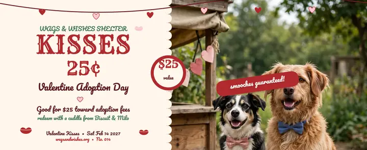 Wags and Wishes puppy kisses voucher template