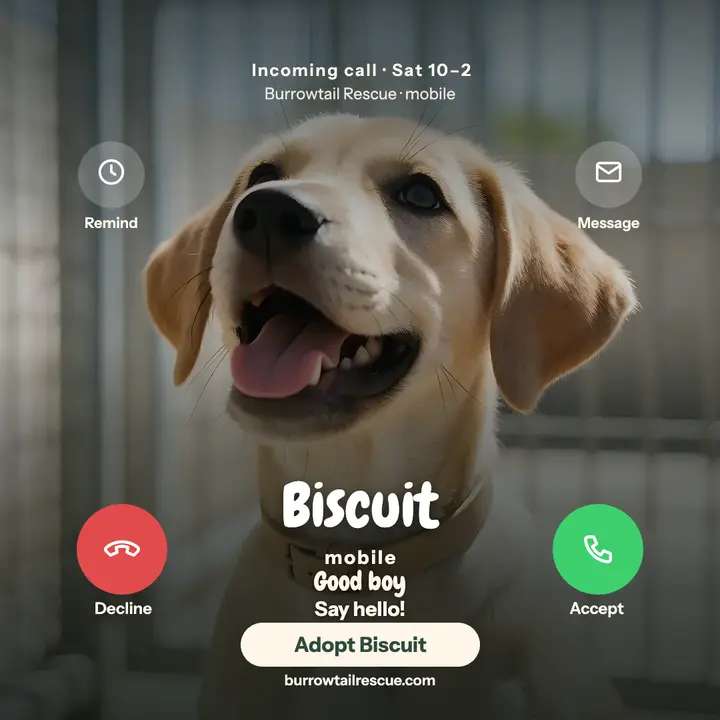 Biscuit the shelter pup is calling post: shelter puppy post template
