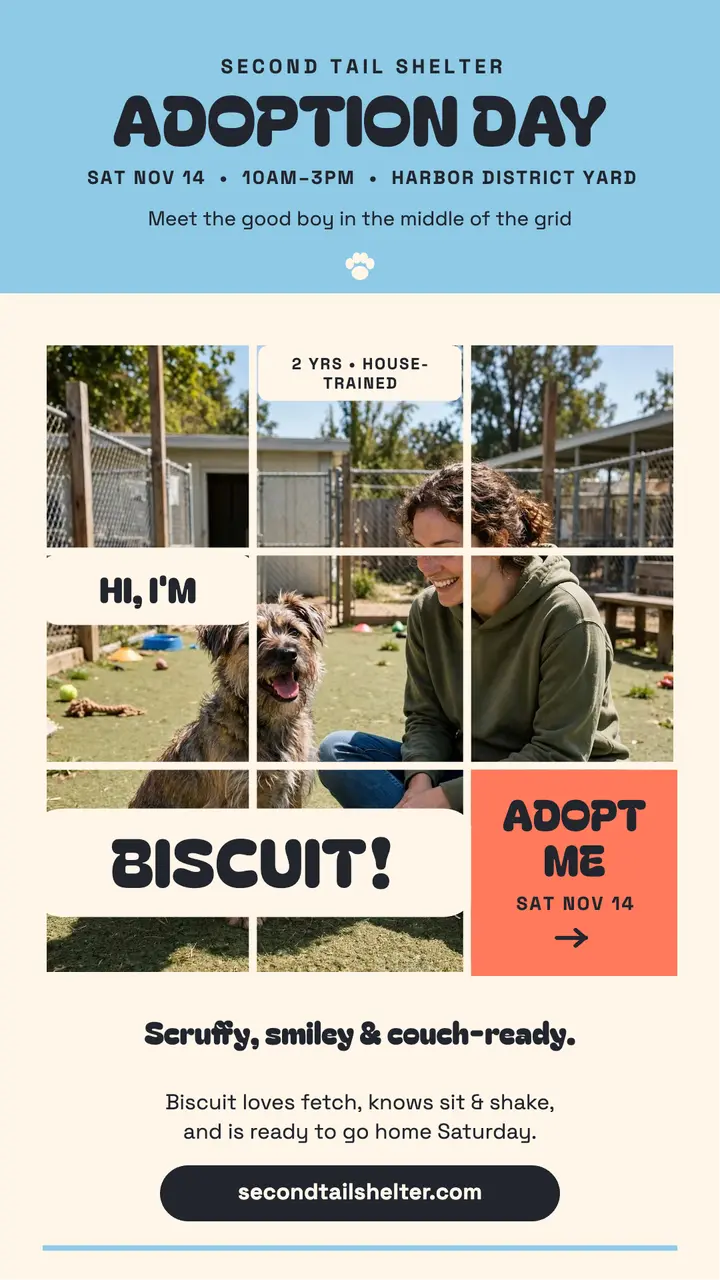 Biscuit shelter pup grid story template