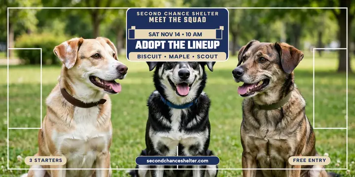 Second Chance Shelter pup lineup post template