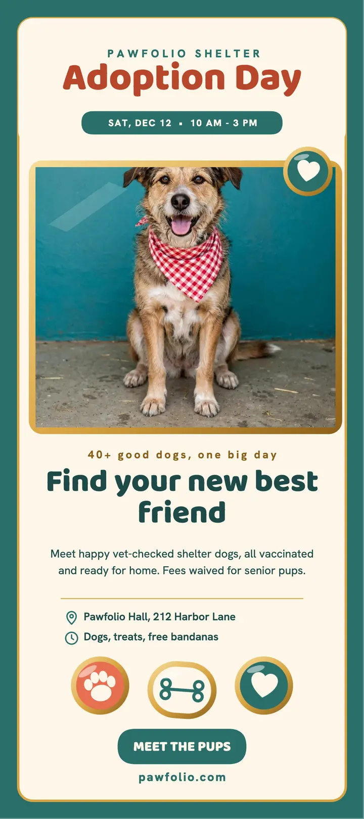 Pawfolio shelter adoption day pin card template