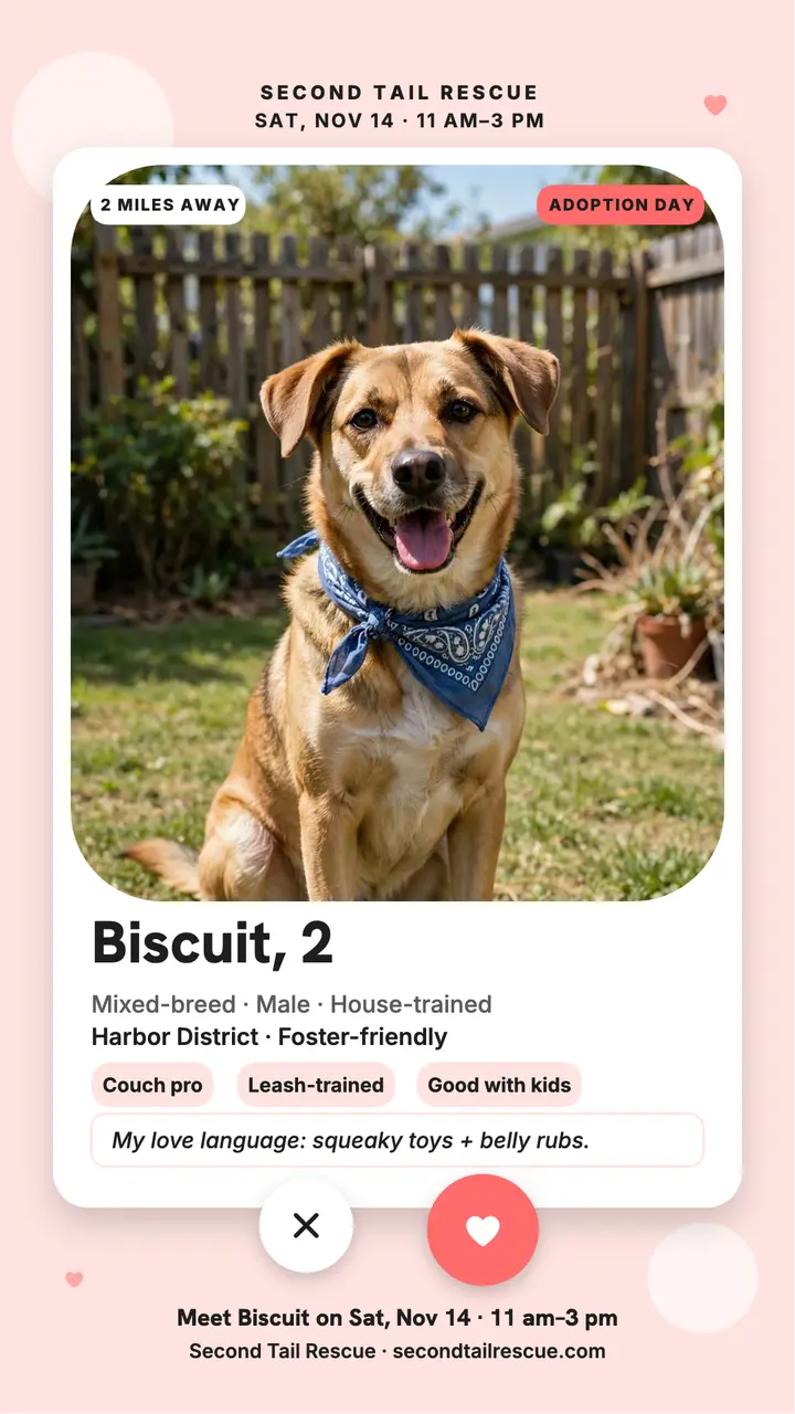 Biscuit shelter pup profile story template