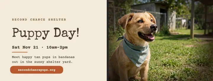 Second Chance Pup Day viewfinder cover: puppy adoption cover template