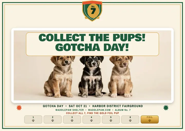 Waddlepaw puppy album collector page template