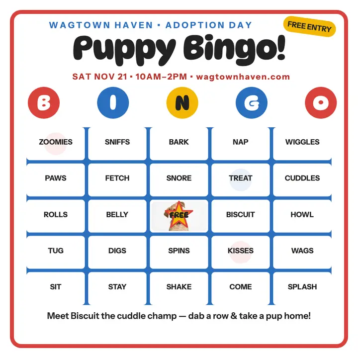 Wagtown Haven puppy bingo post template