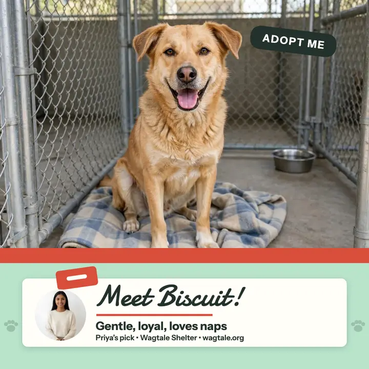 Wagtale staff pick Biscuit post: shelter dog post template