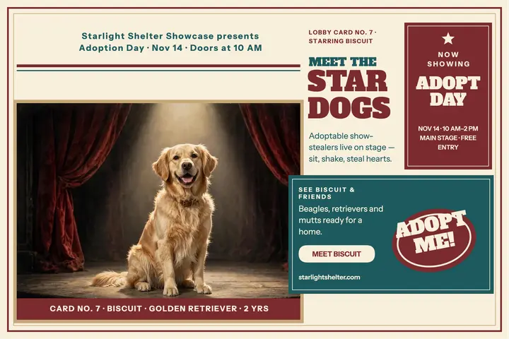 Starlight Shelter star dogs lobby card template