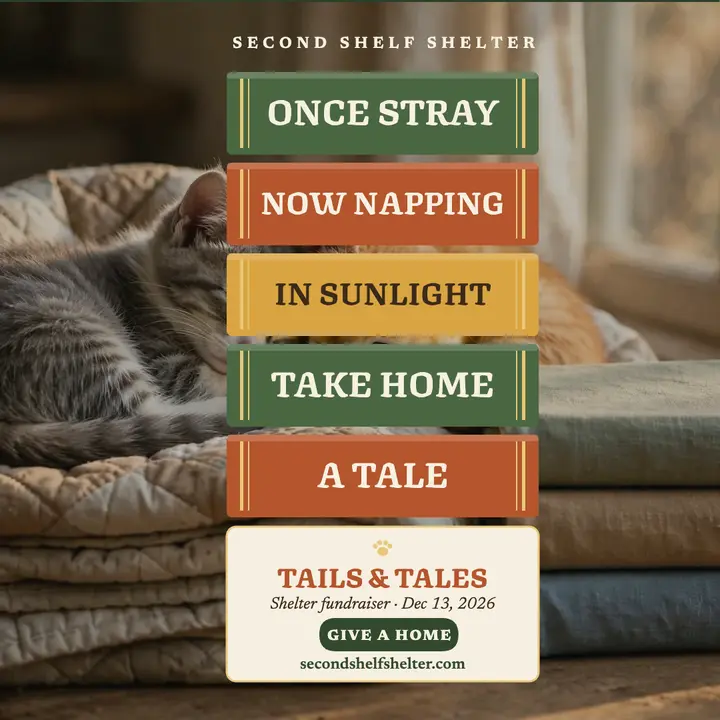 Second Shelf Shelter tails and tales post template