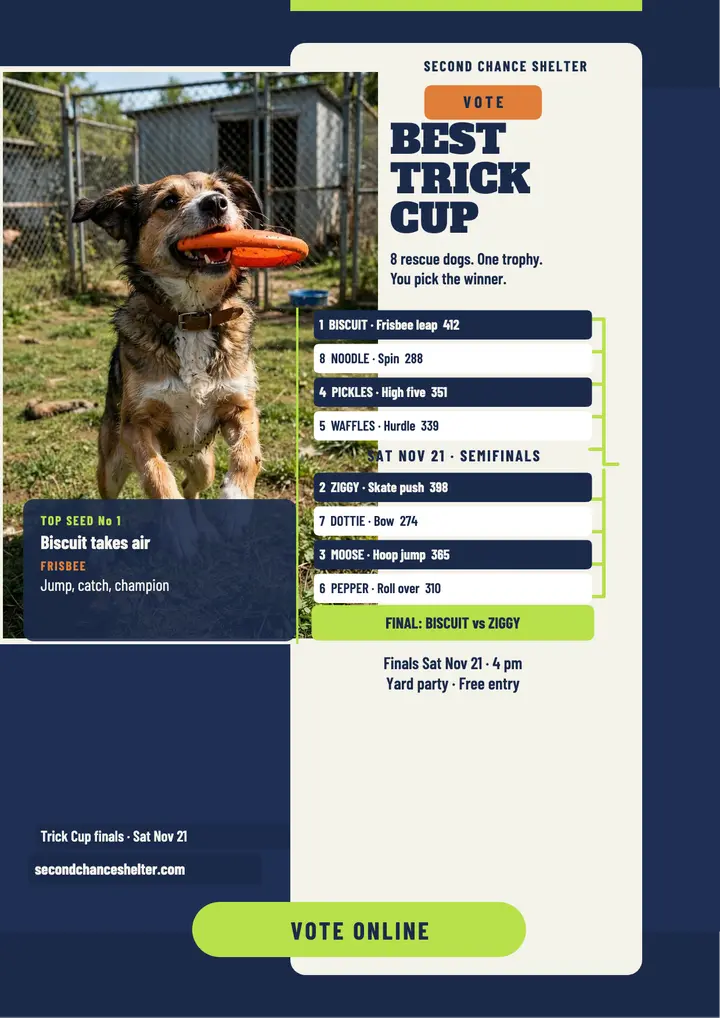 Second Chance Shelter Trick Cup flyer template