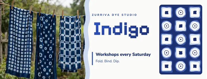 Zurriva Dye Studio shibori workshops cover template