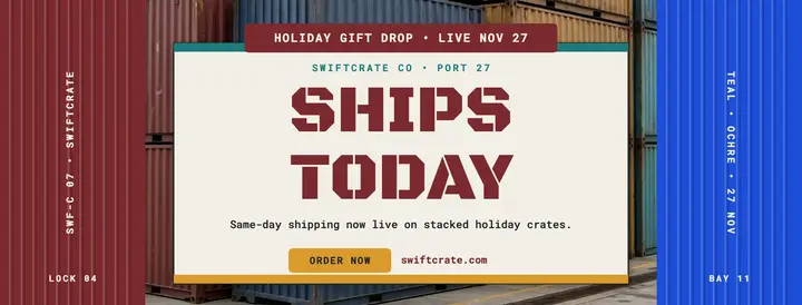 Swiftcrate same-day shipping cover: shipping launch cover template