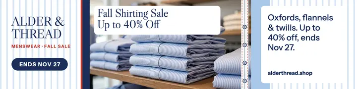 Alder and Thread shirting sale banner: workwear sale banner template