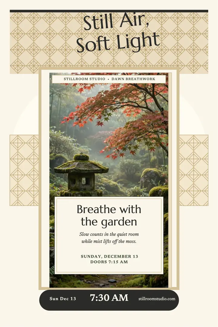Stillroom dawn breathwork poster template