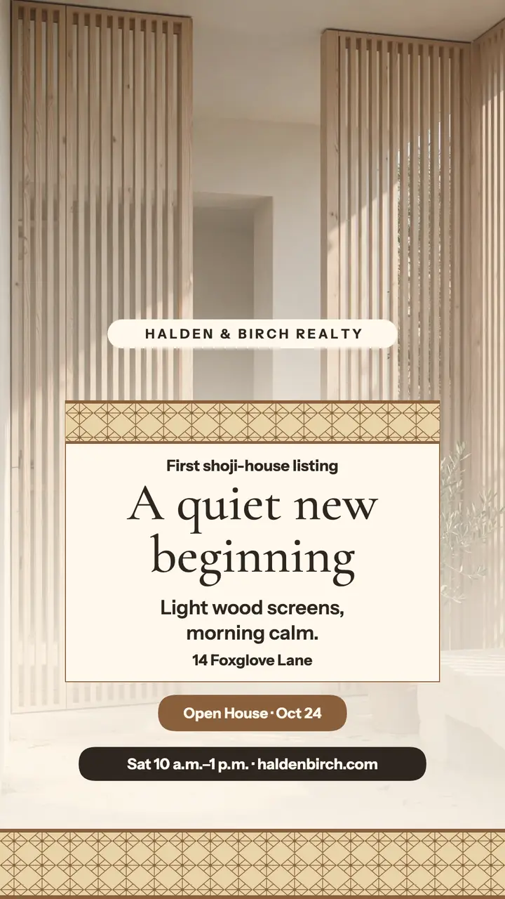 Shoji-house new home story, Halden and Birch: new home announcement story template