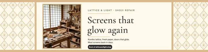 Lattice and Light shoji repair banner template