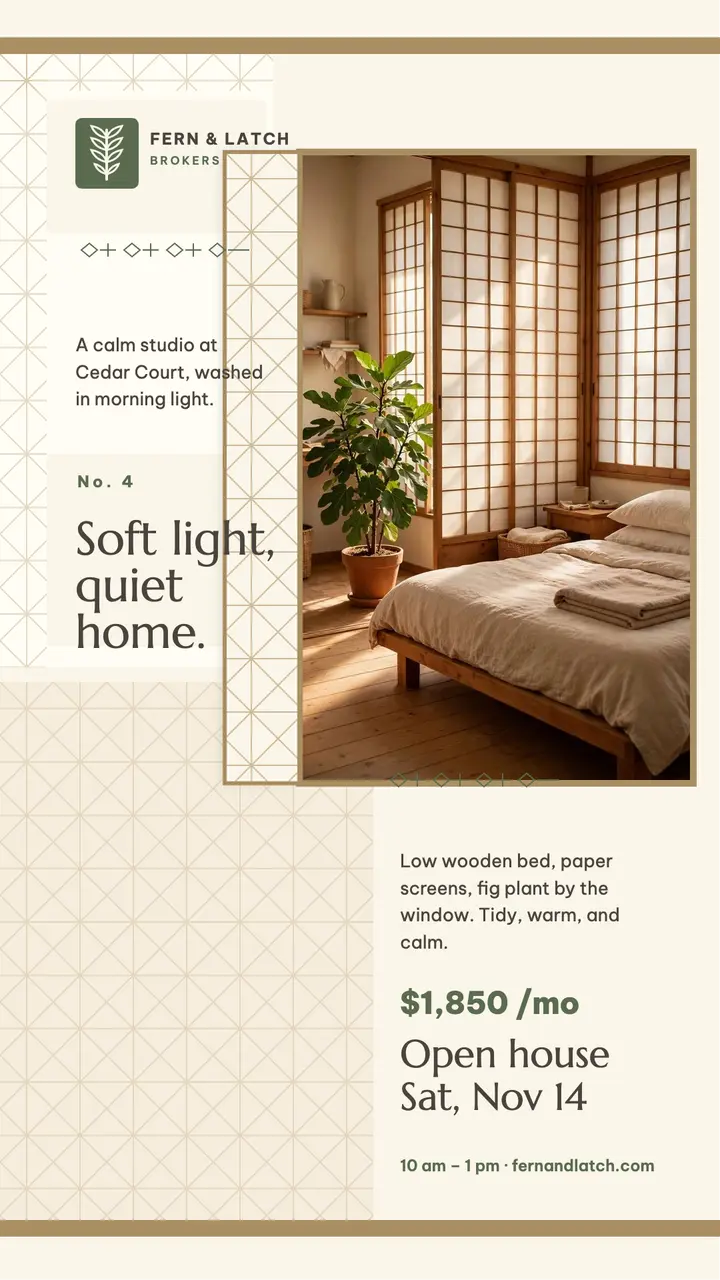 Sunlit Cedar Court studio story template