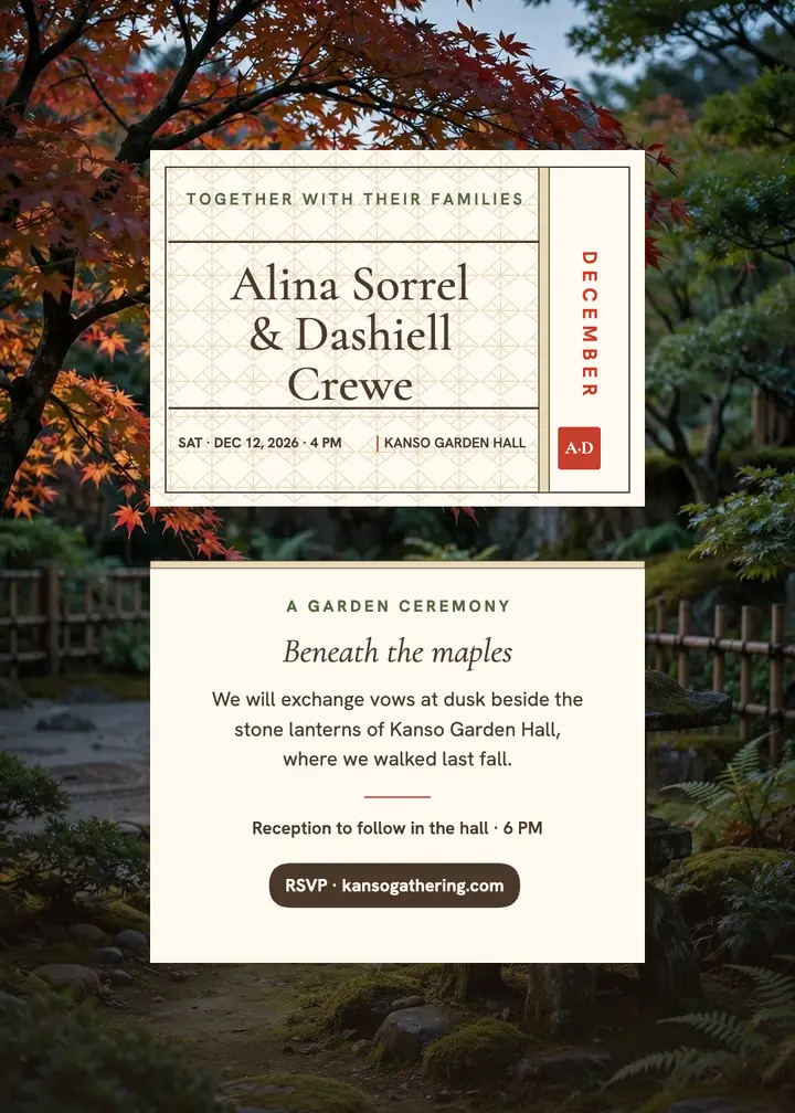 Alina and Dashiell shoji garden invitation template