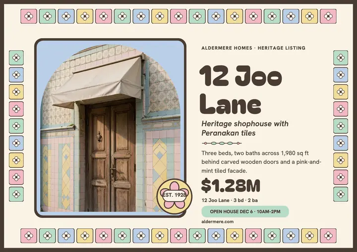 Aldermere heritage shophouse certificate template