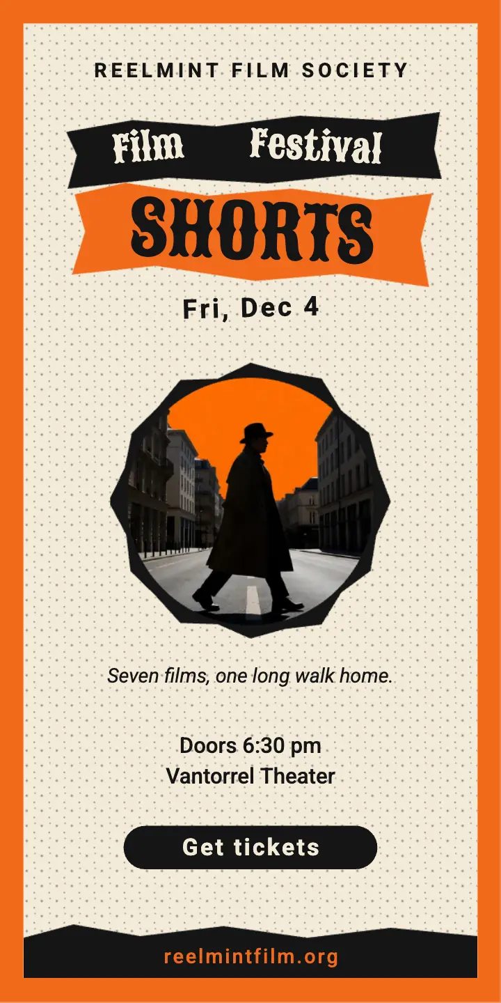 Reelmint short film night half page ad template