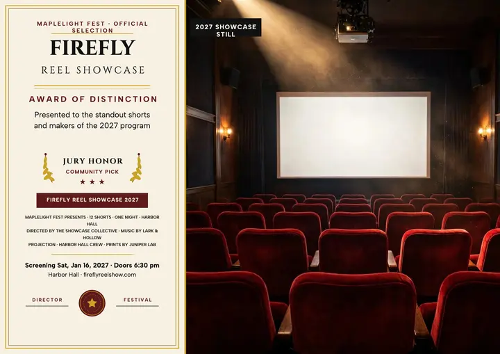 Firefly Reel Showcase award certificate template