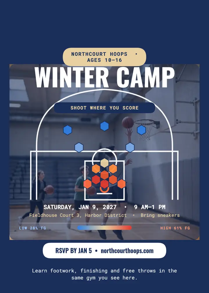 Northcourt Hoops winter camp invite template