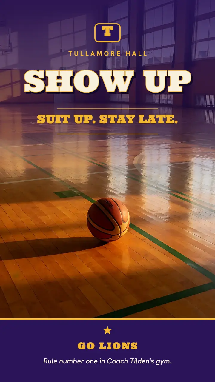 Show up, suit up, stay late quote story, varsity collegiate: motivational quote story template