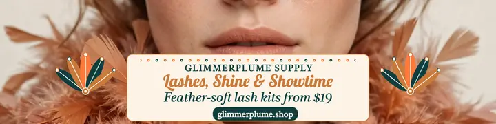 Glimmerplume lash banner, beauty shop template