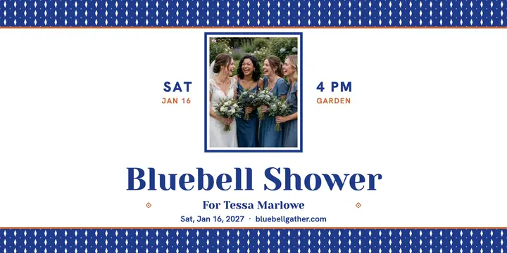 Bluebell Shower bridal invite, shweshwe: bridal shower invite template