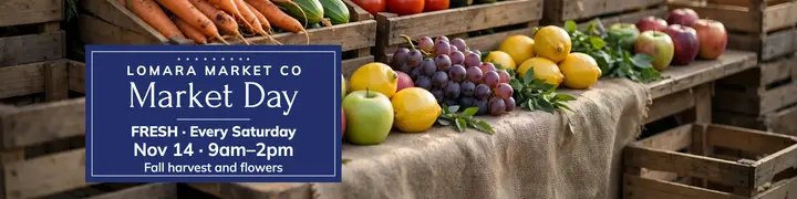 Lomara market day indigo banner: market day banner template