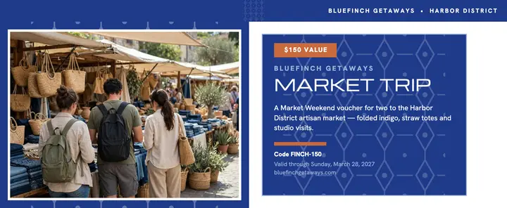 Bluefinch market trip gift voucher template