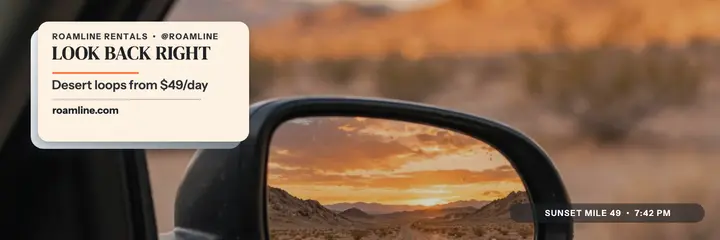 Roamline desert mirror road trip header template