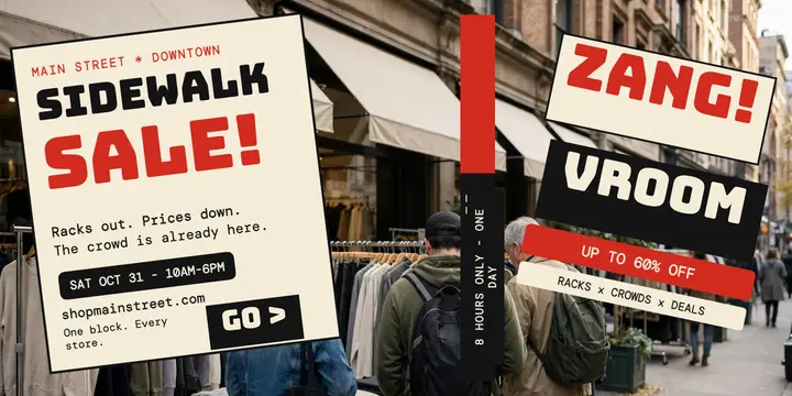 Main Street Sidewalk Sale burst post: sidewalk sale post template