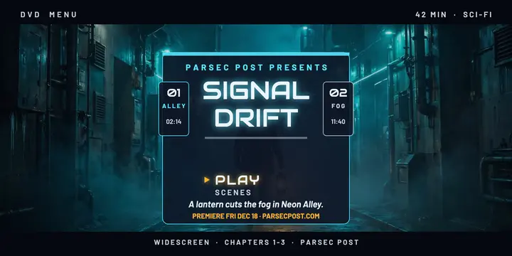 Signal Drift short film DVD menu post template