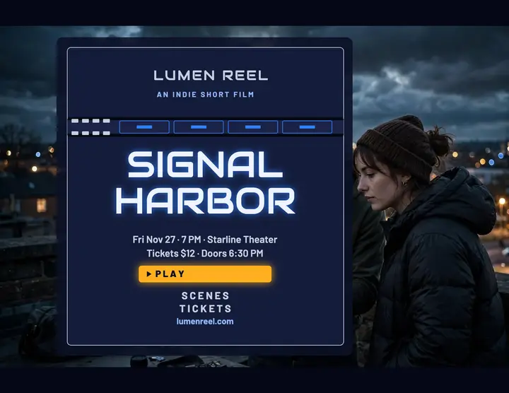 Signal Harbor premiere flyer, Lumen Reel template