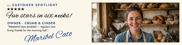 Signed bakery spotlight banner: signed customer spotlight banner template
